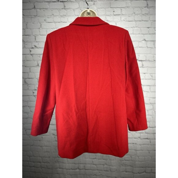 VTG Studio 205 Red Wool Cashmere Blend Single Button Coat Womens Size 16 - Picture 2 of 8